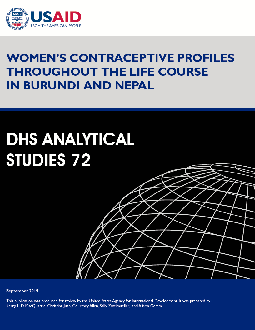 Cover of Women's Contraceptive Profiles throughout the Life Course in Burundi and Nepal (English)
