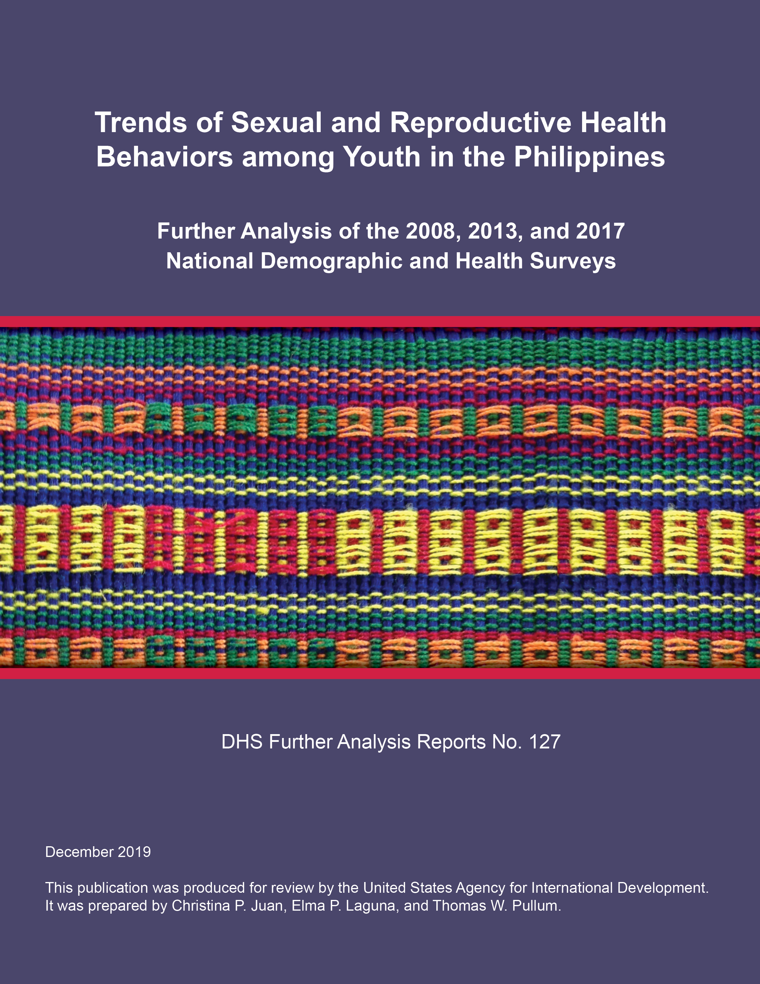 Cover of Trends of Sexual and Reproductive Health Behaviors among Youth in the Philippines (English)