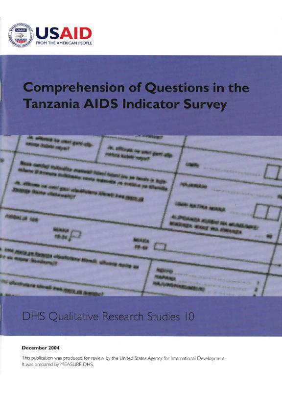 Cover of Comprehension of Questions in the Tanzania AIDS Indicator Survey (English)