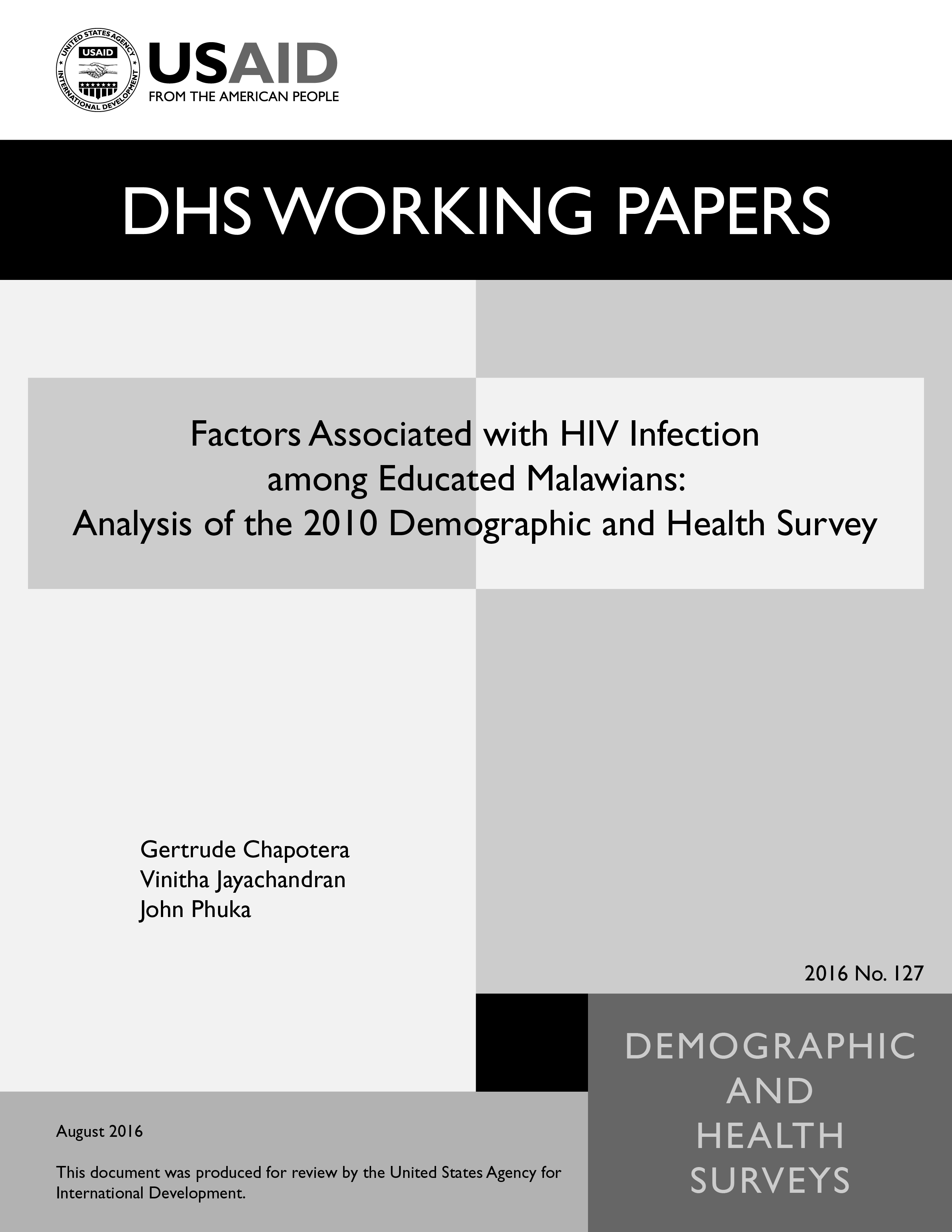 Cover of Factors Associated with HIV Infection among Educated Malawians: Analysis of the 2010 Demographic and Health Survey (English)