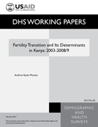 Cover of Fertility Transition and Its Determinants in Kenya: 2003-2008/9 (English)