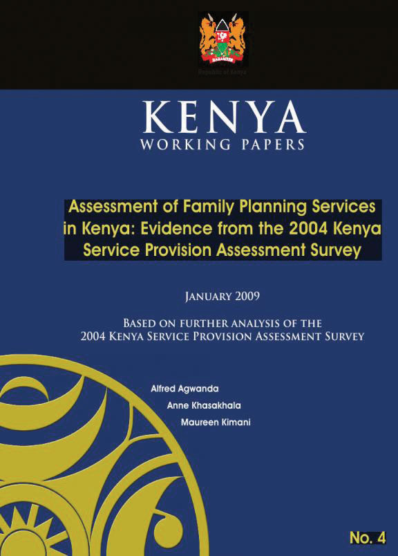 Cover of Assessment of Family Planning Services in Kenya: Evidence from the 2004 Kenya Service Provision Assessment Survey (English)